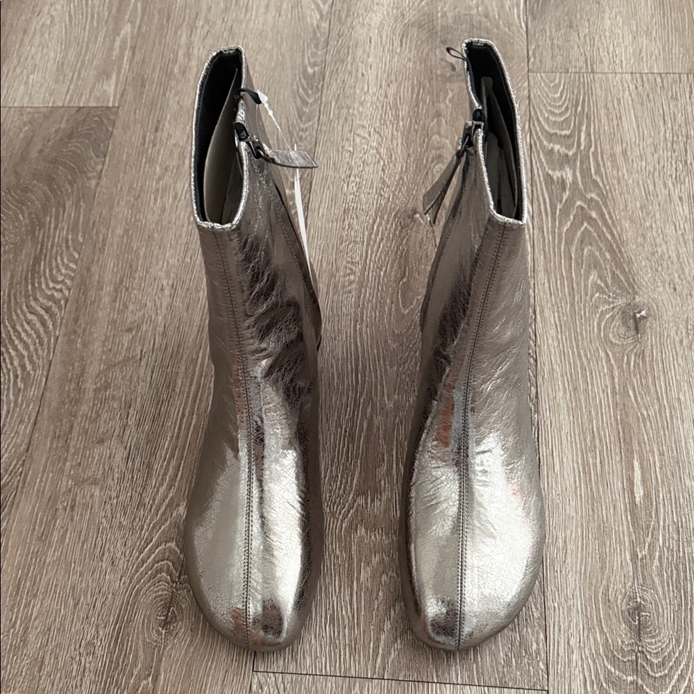 H&M Metallic Silver Ankle Boots